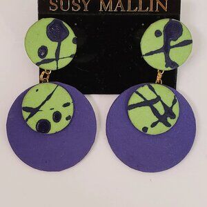Large Mod Statement Fabric Dangle Susy Mallin Earrings